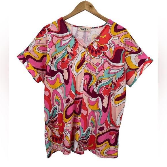 Haptics Bundle of Two Bright Colorful Short Sleeve Summer Tops Beach Vaca Summer - Picture 8 of 15